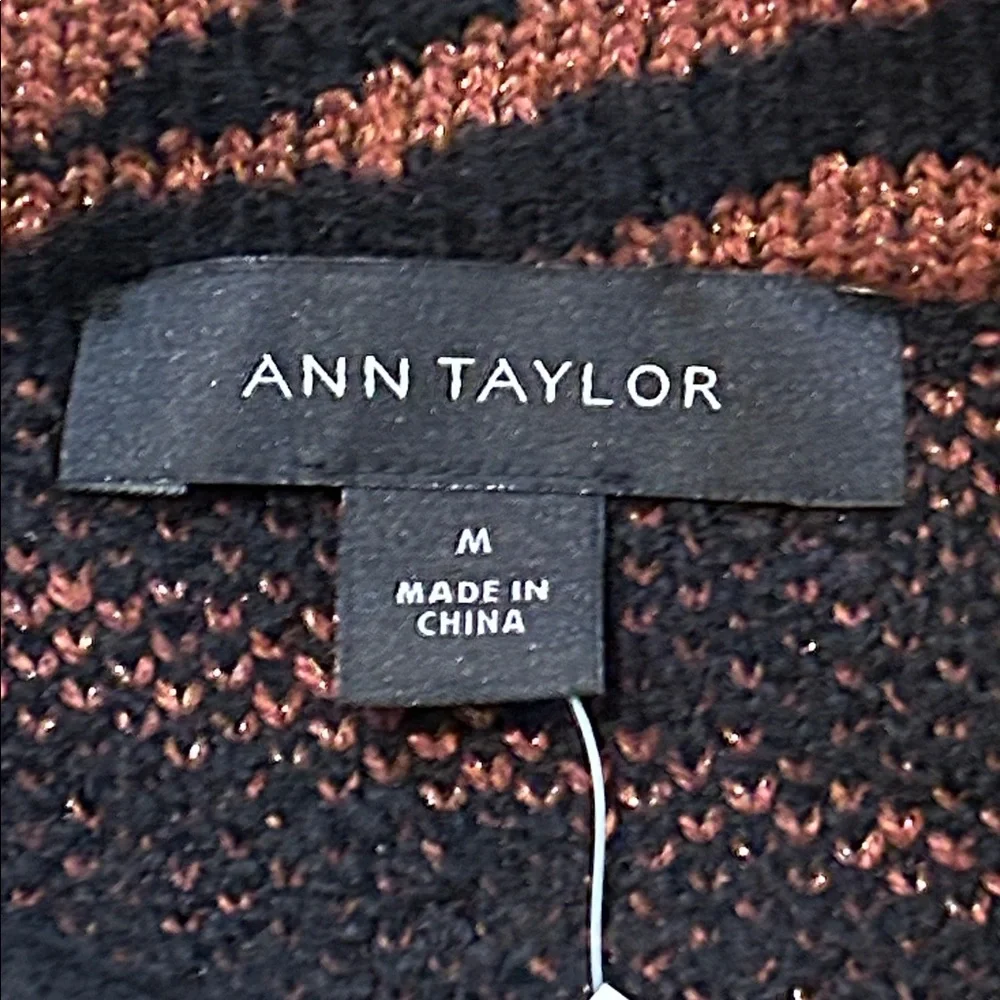 Ann Taylor Animal Print Sweater Dress size Medium Metallic Bronze Black